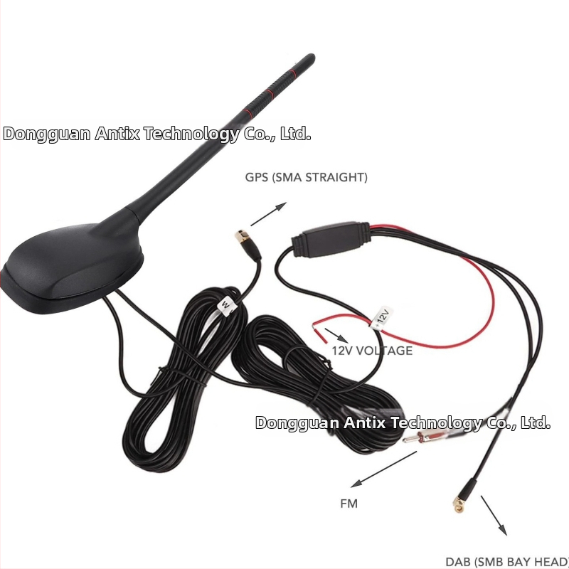 Sanma autórádió antenna, szálcsavaros rögzítés, 5V működés, 12V áram