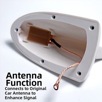 Automobilio radijo antena su shark fin dizainu ant stogo, lipni montavimas, 12V DC, 3 metų tarnavimo laikas, bendras suderinamumas
