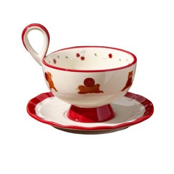 Ceașcă de cafea cu farfurioară, model cu flori, stil creativ, 0,7 kg, ambalaj într-o cutie de carton