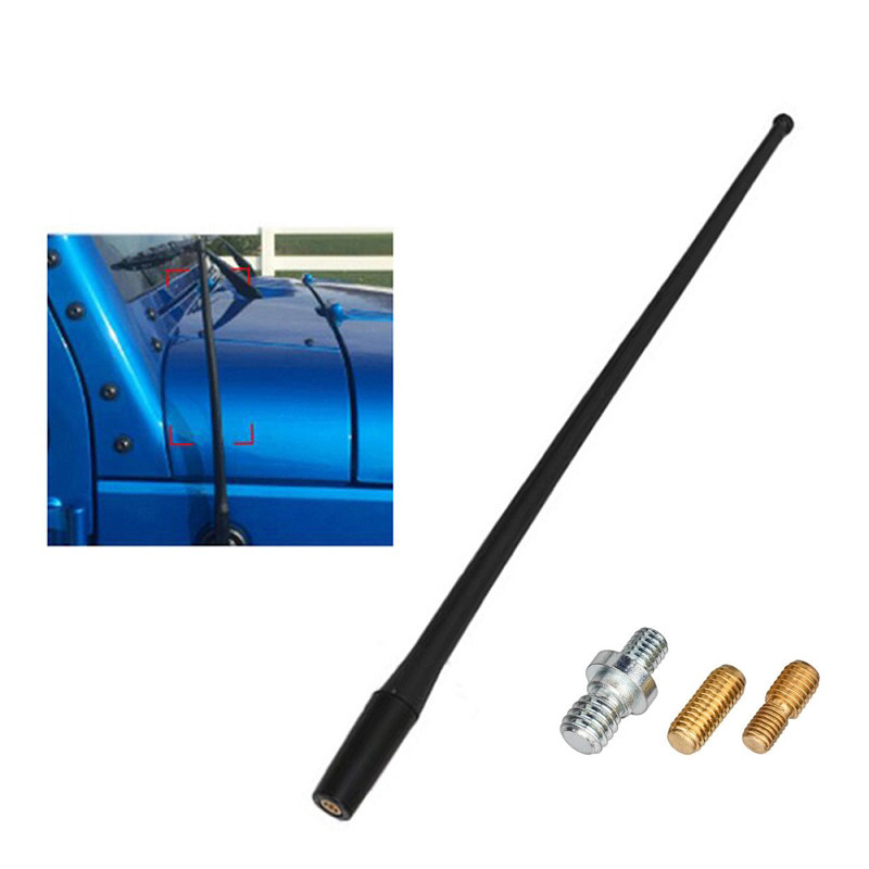 Auto antena za radio Jeep Wrangler (2007–2019), navojna montaža, 12V rad, vijek trajanja 10000 sati, metalne šipke s bakrenim prstenovim zavarom