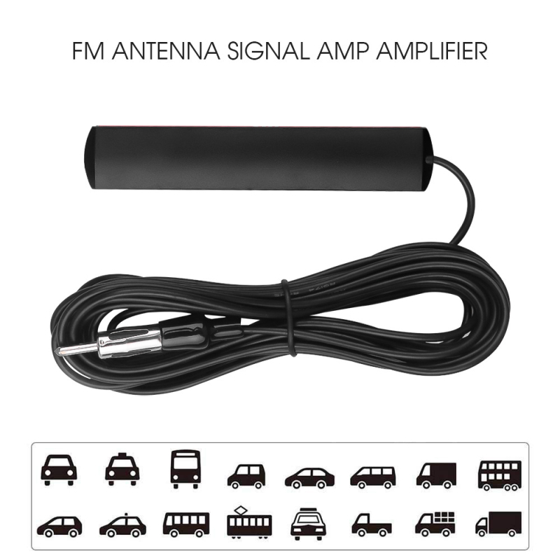 Auto FM patch antena za radio, dobitak 5 dB, frekvencijski raspon 88–108 MHz, impedancija 50 Ω, maksimalna snaga 50 W, ABS materijal