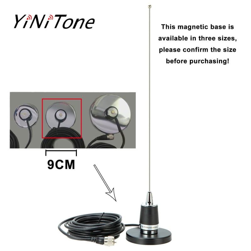 Κεραία αυτοκινήτου NMO με μαγνητική βάση και κύπελλο αναρρόφησης, καλώδιο 5 m PL259, 50 Ω, VHF/UHF συμβατότητα, μέγιστη ισχύς 150 W