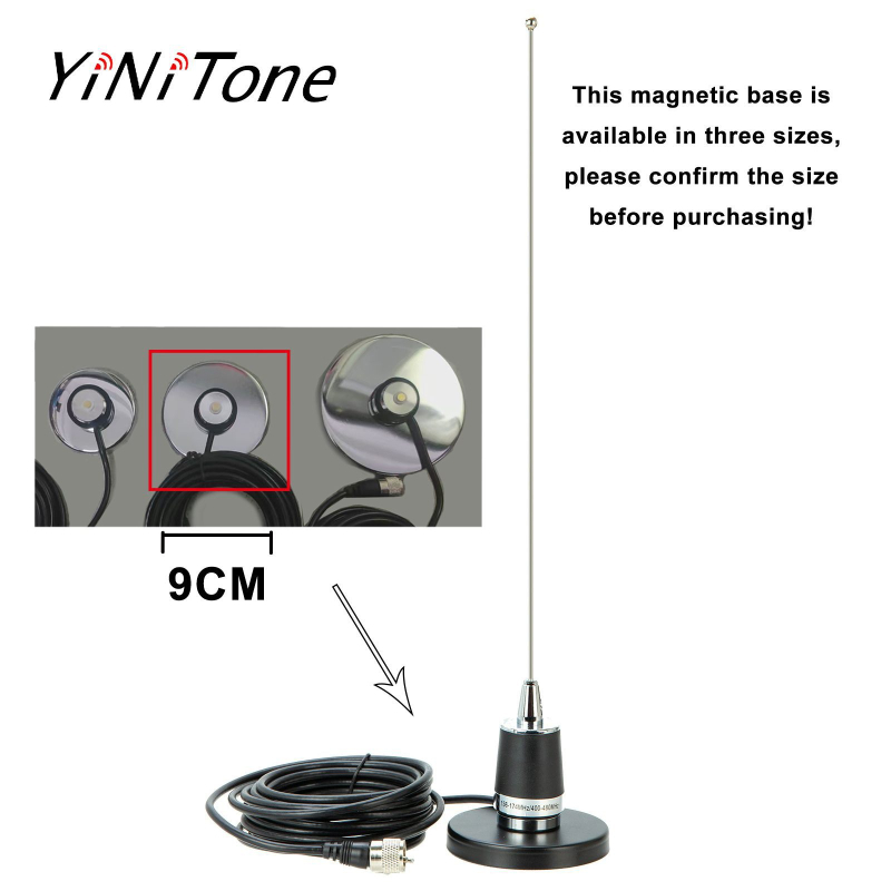 Κεραία αυτοκινήτου NMO με μαγνητική βάση και κύπελλο αναρρόφησης, καλώδιο 5 m PL259, 50 Ω, VHF/UHF συμβατότητα, μέγιστη ισχύς 150 W