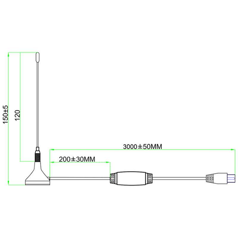 Antena DVB-T HDTV pentru mașină cu ventuză, ATSC, cablu coaxial de 75 Ω
