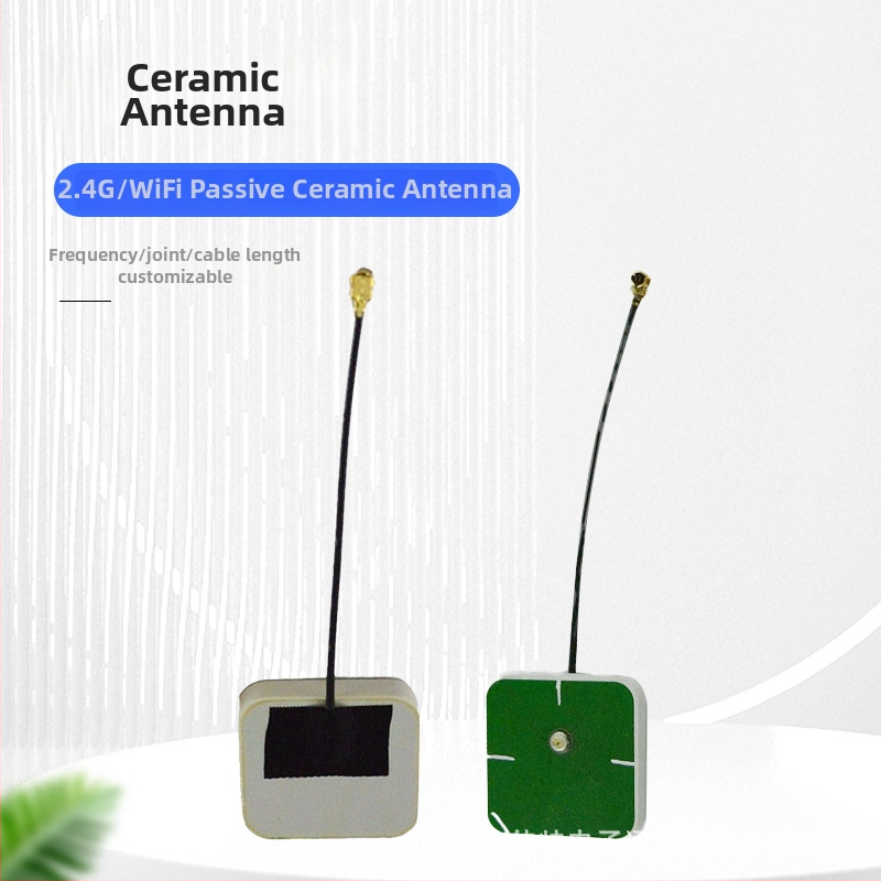 Passzív kerámia antenna WiFi 2.4 GHz és Beidou GPS-hez, IPEX csatlakozó, jármű pozícionálás, nyereség 3 dBi, tartomány 2400–2500 MHz, impedancia 50 Ω, SWR ≤ 2:1, 3–5 V