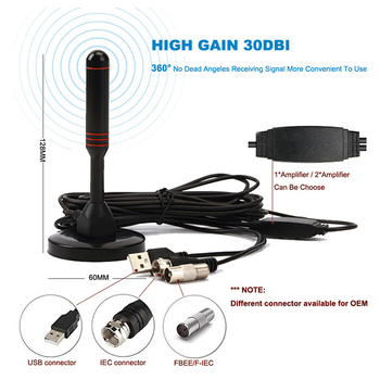 Antena TV digitală HDTV de interior cu DTMB, suport cu ventuză auto, recepție a semnalelor terestre