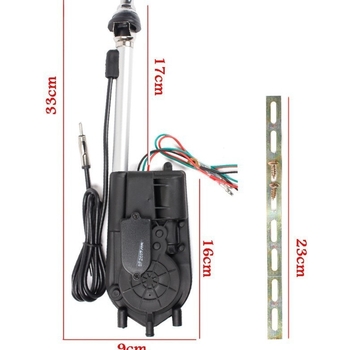 ANTENĂ AUTO TELESCOPLICĂ ELECTRICĂ, cu ridicare automată și telecomandă (alimentare 12 V, curent 0,8 A, durată de viață 60.000 cicluri, montaj prin găurire, compatibil cu uz general)