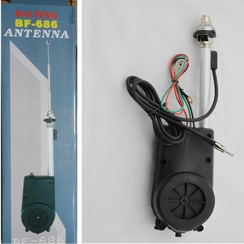 ANTENĂ AUTO TELESCOPLICĂ ELECTRICĂ, cu ridicare automată și telecomandă (alimentare 12 V, curent 0,8 A, durată de viață 60.000 cicluri, montaj prin găurire, compatibil cu uz general)