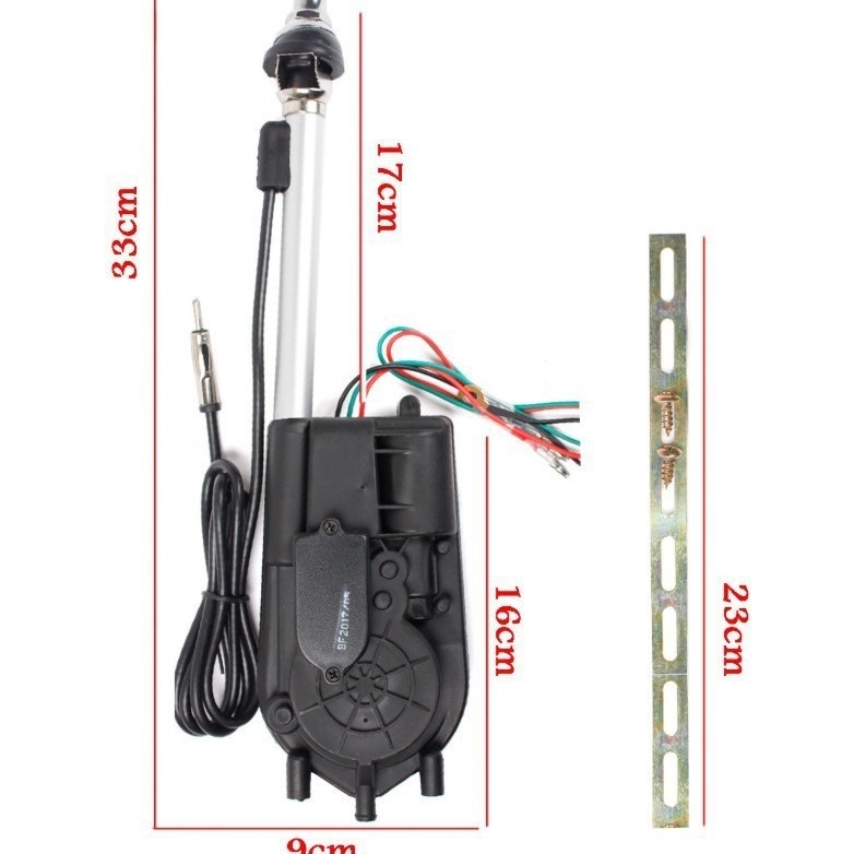ANTENĂ AUTO TELESCOPLICĂ ELECTRICĂ, cu ridicare automată și telecomandă (alimentare 12 V, curent 0,8 A, durată de viață 60.000 cicluri, montaj prin găurire, compatibil cu uz general)