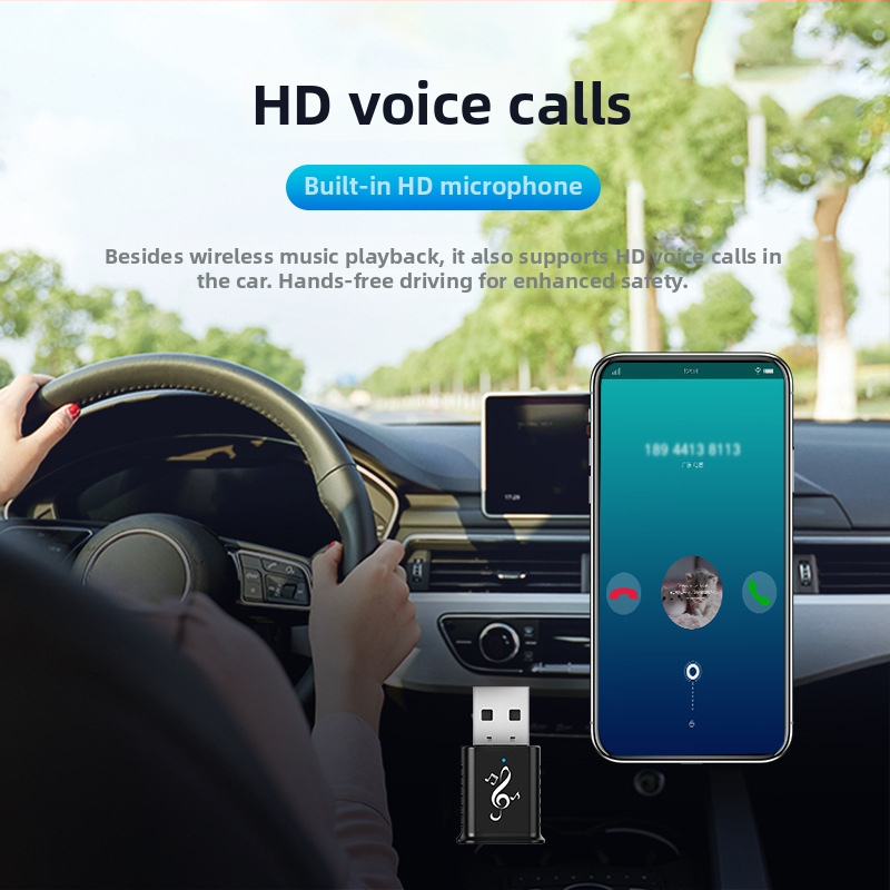 Automašīnas Bluetooth uztvērējs MSD169 USB/AUX – Plug-and-Play, Bluetooth 5.0, 3,5 mm AUX, Dubultais izvads, Hands-Free zvani