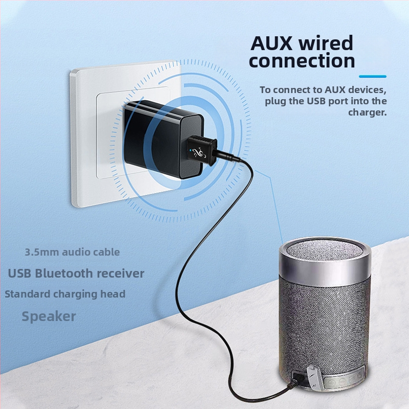 Automašīnas Bluetooth uztvērējs MSD169 USB/AUX – Plug-and-Play, Bluetooth 5.0, 3,5 mm AUX, Dubultais izvads, Hands-Free zvani