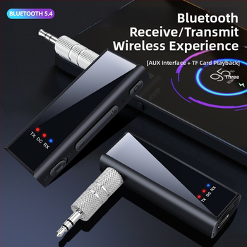 Bluetooth 5.4 δύο σε ένα δέκτης-πομπός με 3.5mm AUX, hands-free κλήσεις για αυτοκίνητο και σπίτι, USB Bluetooth μετατροπέας