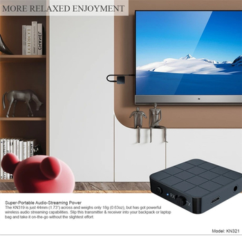 Kn321 Bluetooth 5.0 USB 2-in-1 Μετατροπέας/Δέκτης, 3.5 mm, Plug-and-Play, Χωρίς Εξωτερική Τροφοδοσία, Εμβέλεια 10 μέτρα