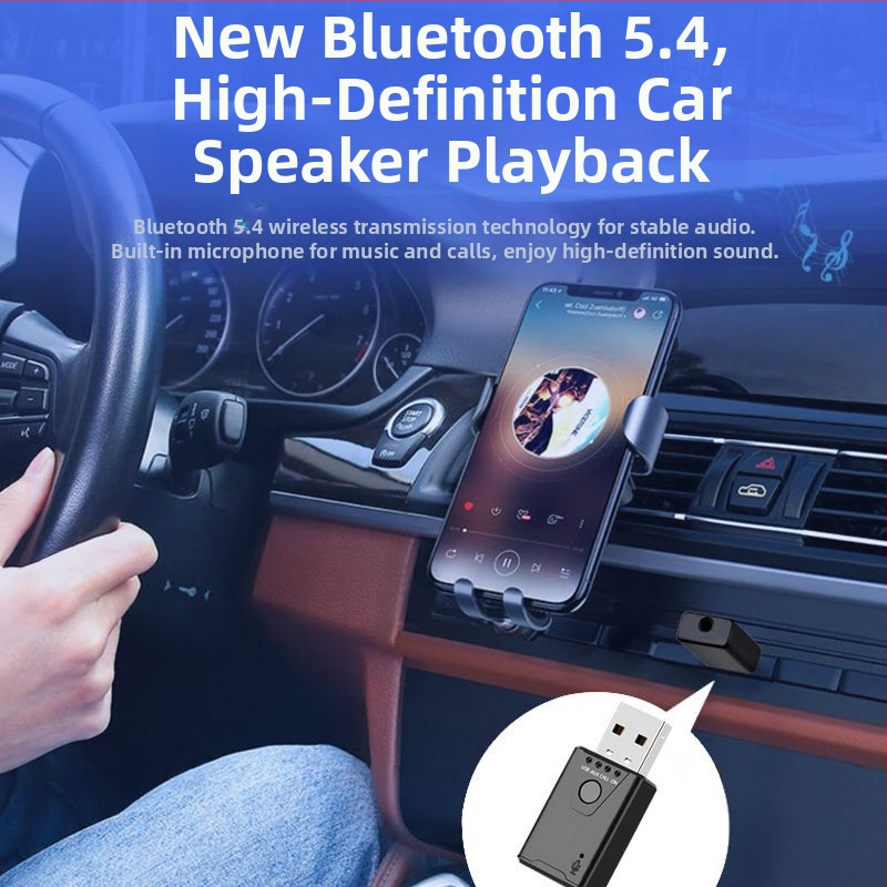 Bluetooth prijímač USB pre auto - plug-and-play Hands-free adaptér, Bluetooth 5.4, USB rozhranie, dosah 10-20 m, 100 Mbps