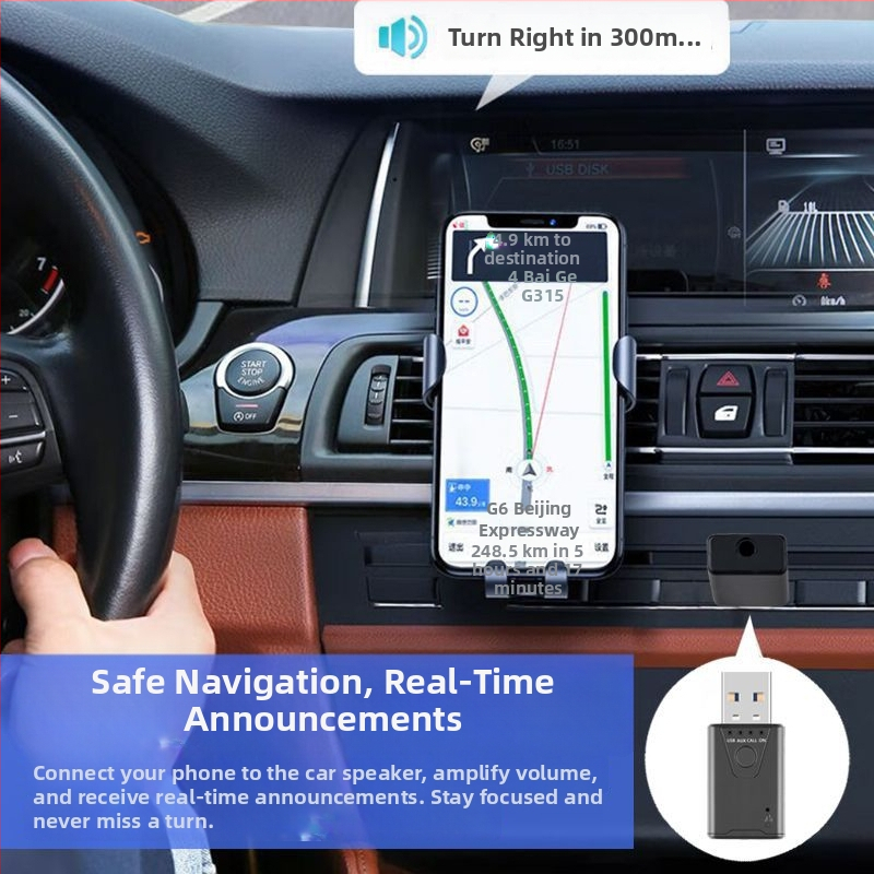 Bluetooth prijímač USB pre auto - plug-and-play Hands-free adaptér, Bluetooth 5.4, USB rozhranie, dosah 10-20 m, 100 Mbps