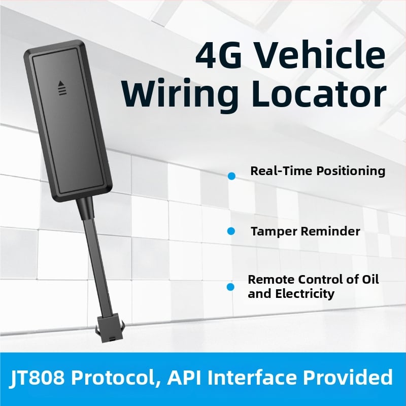 Εντοπιστής αυτοκινήτου 4G GPS με ακρίβεια 5 μ., συναγερμοί: απώλεια ισχύος, κινητό, φράχτης; τροφοδοσία μέσω καλωδίου; διαστάσεις 74×30×13,4 mm