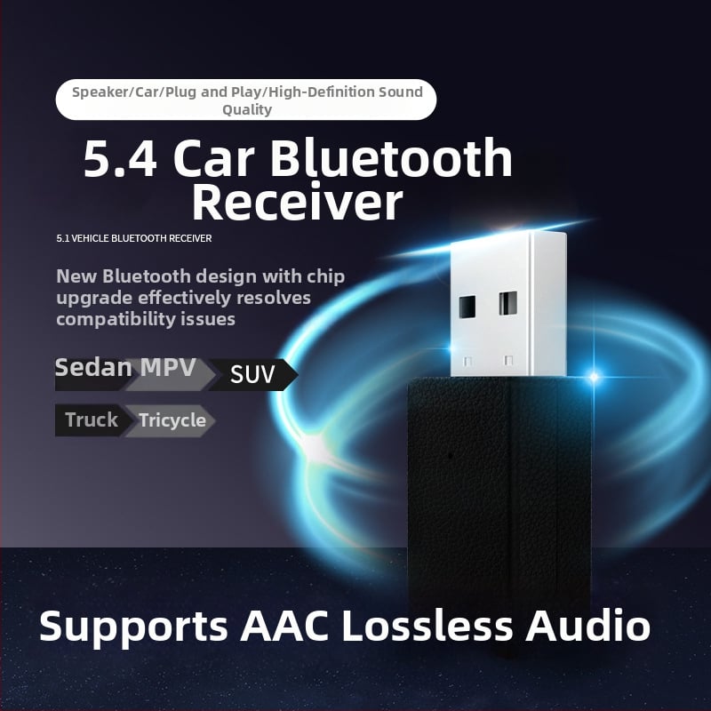 Διπλής εξόδου USB αυτοκινήτου Bluetooth 5.4 δέκτης, μοντέλο E7, USB διεπαφή, plug and play, χωρίς εξωτερική παροχή, εμβέλεια έως 10 μ