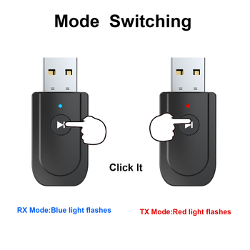 3-σε-1 USB Bluetooth μεταδότης-δέκτης, Plug & Play, διεπαφή AUX/USB, Bluetooth 5.0, 2.4 GHz, εμβέλεια 10 m