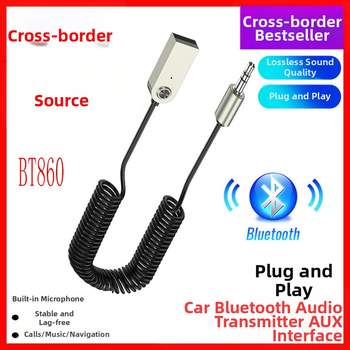 Αυτοκινητικός δέκτης Bluetooth με AUX/USB, hands-free κλήσεις, Bluetooth 5.0, Plug‑and‑Play, χωρίς εξωτερική παροχή ρεύματος, εμβέλεια έως 10 μ