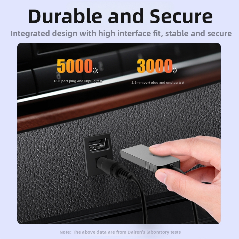 Receptor Bluetooth auto cu USB/AUX, Bluetooth 5.2, rază de 10 m, reducere a zgomotului, stereo