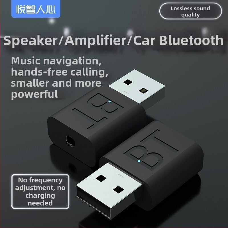 Autós Bluetooth-vevő, mini USB audió adapter, Bluetooth 5.0, vezeték nélküli otthoni hangrendszer erősítő és mélynyomó