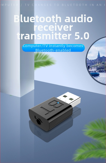 USB Bluetooth 5.0 δέκτης-εκπομπευτής ήχου 2-σε-1 | Διασύνδεση USB/3.5mm, Plug-and-Play, Εξωτερική παροχή ρεύματος, Εμβέλεια έως 10 μ