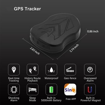 Trackere GPS auto fără fir ST-905 cu alarme: vibrație, gardă perimetru, depășire viteză, alarmă mobilă; IP65 impermeabil, antenă încorporată, baterie polimerică, încărcare Type-C