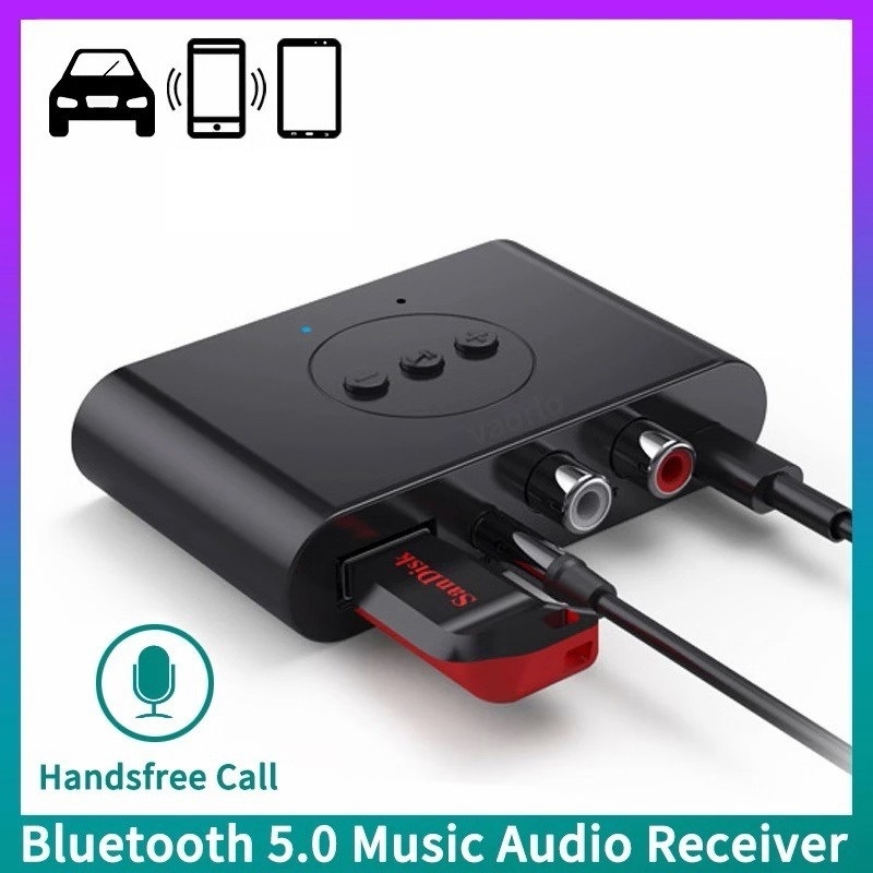 Δέκτης Bluetooth RCA για αυτοκίνητο με διεπαφή USB/AUX/RCA, Bluetooth 5.0, 2.4 GHz, εμβέλεια 10 m, Plug-and-Play