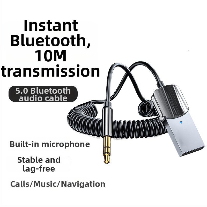 Δέκτης Bluetooth αυτοκινήτου με Bluetooth 5.0, USB, Plug and Play, 3.5mm AUX, HD κλήσεις