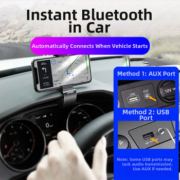 USB-s Bluetooth-vevő autóhoz, 3,5 mm-es duálkimenet, Hands-Free, 5.0, Plug-and-Play, külső tápellátás nélkül