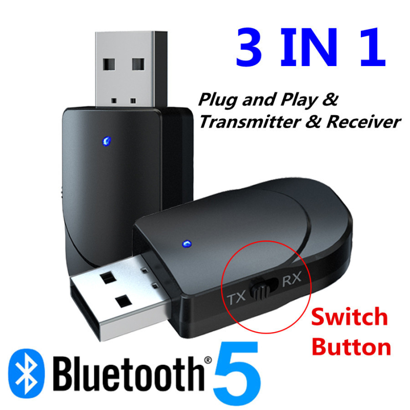USB Bluetooth 5.0 μεταδότης-δέκτης ήχου, 2-σε-1 για Nintendo Switch, PC, TV και αυτοκίνητο – Μοντέλο KN330, Plug & Play, USB ήχου διεπαφή, εμβέλεια 10 μ