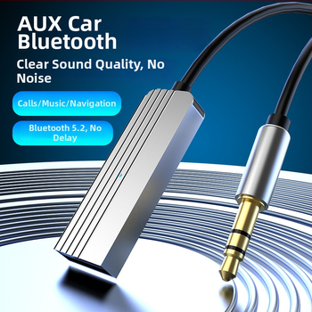 Autóba illeszthető Bluetooth vevő USB-val és 3,5 mm AUX bemenettel, Bluetooth 5.2, Plug-and-Play, modell M08