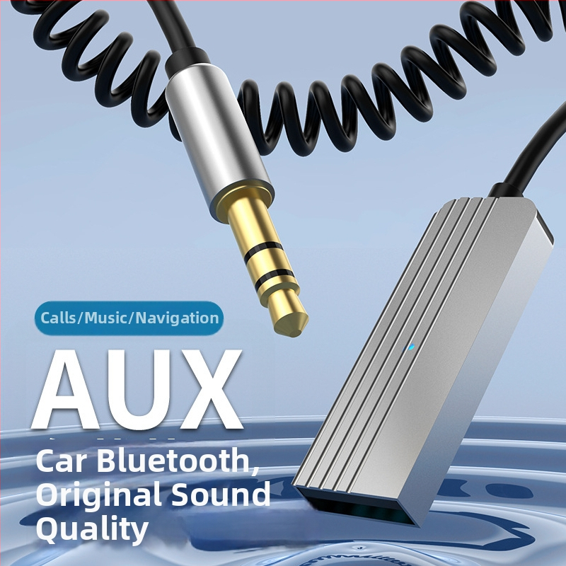 Autóba illeszthető Bluetooth vevő USB-val és 3,5 mm AUX bemenettel, Bluetooth 5.2, Plug-and-Play, modell M08