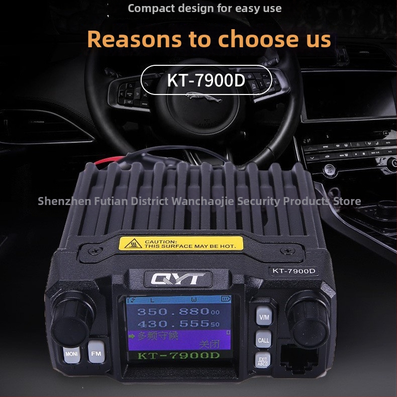 Quanyitong QYT-KT7900D automobiļu divvirzienu radio, 25W, 200 kanāli, darbības diapazons 10–50 km, ar displeju