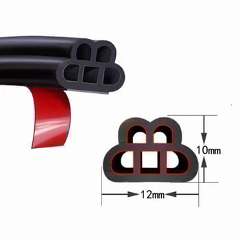 Автомобилен уплътнител с самозалепваща повърхност за звукоизолация – пет отвора за краищата на врати; гума, дебелина 5 мм; подходящ за врата, A-колона, B-колона, багажник и преден капак; съвместим с всички модели