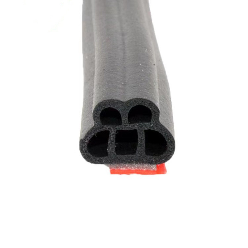 Автомобилен уплътнител с самозалепваща повърхност за звукоизолация – пет отвора за краищата на врати; гума, дебелина 5 мм; подходящ за врата, A-колона, B-колона, багажник и преден капак; съвместим с всички модели