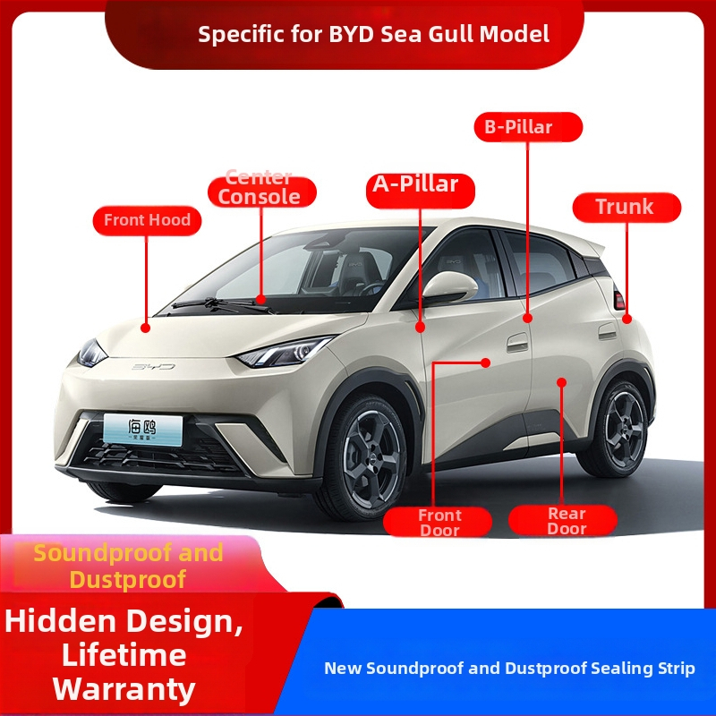 BYD Seagull Celoplošný gumový tesniaci pás pre celé vozidlo – ochrana proti prachu a hluku, tesnenie dverí a stredovej konzoly