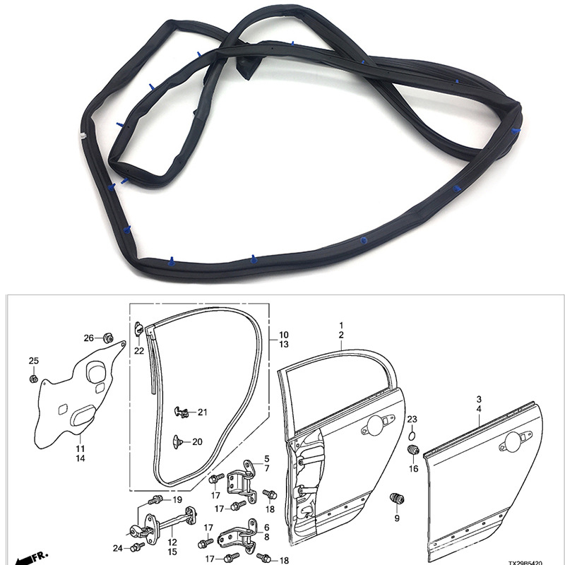 Frisha brtveni pojas za vrata i prozore za Honda Civic FA1