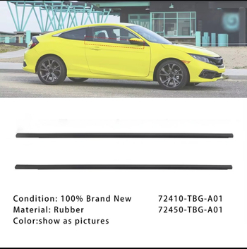 Automobilska brtva, marka Shuangyan, model 72410-TBG-A01 / 72450-TBG-A01, gumena brtvena traka, debljina 3, kompatibilno s 16-20 Civic Coupe