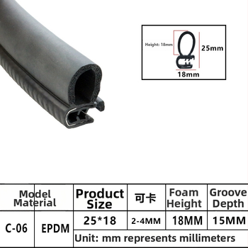 Univerzálny U‑tvarovaný tesniaci pás s vnútornou oporou pre rám dverí a batožinový priestor vozidla, zvuková izolácia a proti kolízii