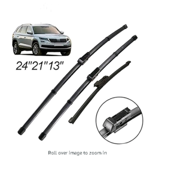 Bez kaula tīrītājs Skoda Kodiaq (2016–2024): modelis KJ-076, 150° tīrīšanas leņķis, daļēja tīrīšana, dabīgā gumija + tērauda loksne