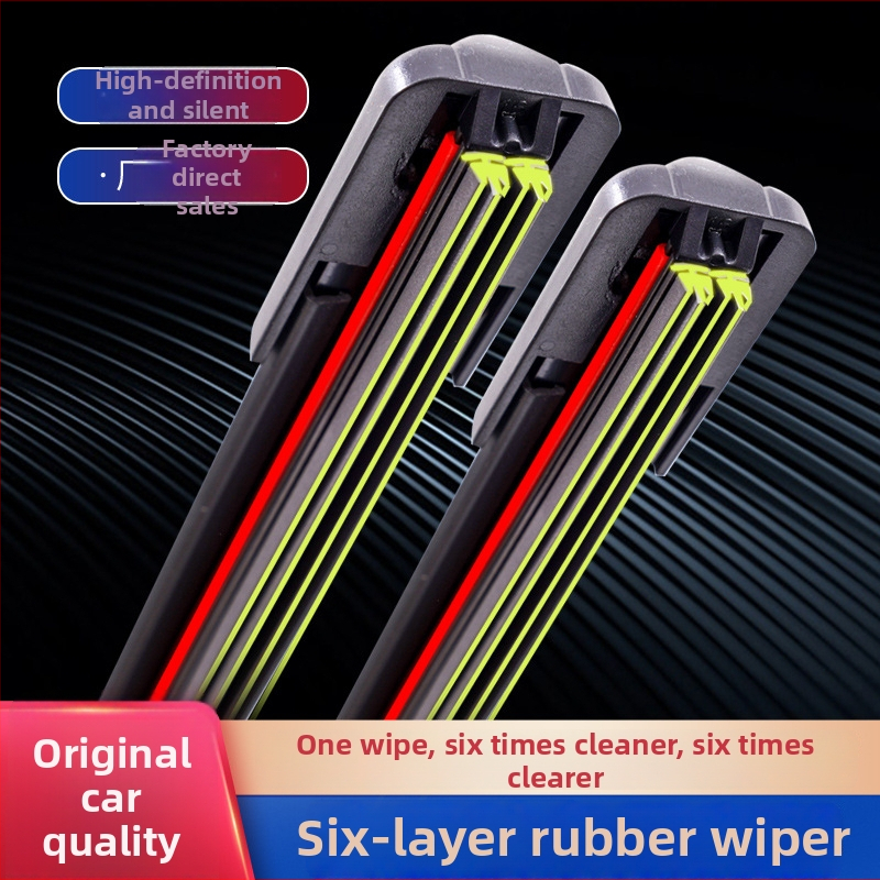 Automobiļu tīrītājs ar 6 slāņu līpojošu joslu, savienotāja adapters, komplektā 6 tīrītāji, saderīgs ar 99% modeļu, zīmols Vision