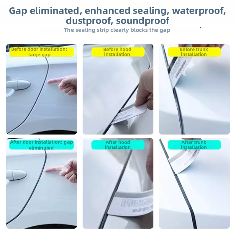 Комплект уплътнители за врати на автомобил: гума, пълен набор D-тип (голям и малък) и P- и Z-типове, водоустойчиви и шумоизолиращи, универсално съвместим.