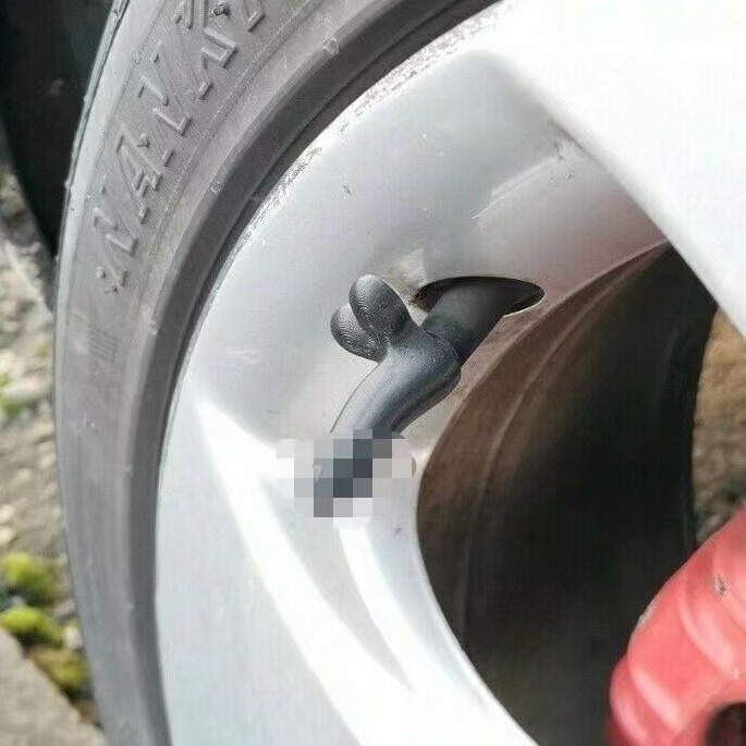 Sjajna svjetleća kapica ventila za bezdušne gume, gumeni materijal, marka HJ, obična jezgra ventila, ugradnja pritiskom