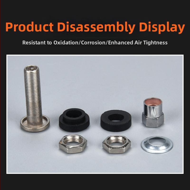 Mike βαλβίδα χωρίς αέρα για αυτοκίνητα, από ανοξείδωτο χάλυβα, βιδωτή σύνδεση, κοινή θαλάμη πυρήνα, συμβατή με ελαστικά αυτοκινήτων χωρίς αέρα