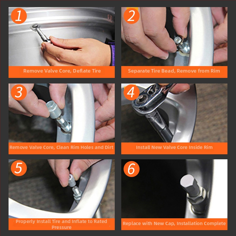 Mike βαλβίδα χωρίς αέρα για αυτοκίνητα, από ανοξείδωτο χάλυβα, βιδωτή σύνδεση, κοινή θαλάμη πυρήνα, συμβατή με ελαστικά αυτοκινήτων χωρίς αέρα