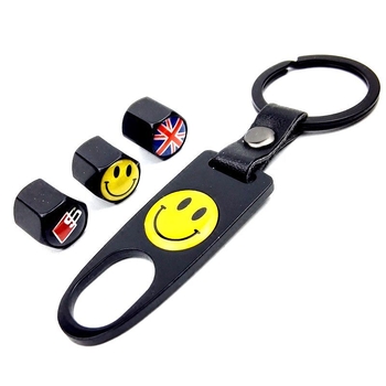 Κάλυμμα βαλβίδας ελαστικού με βιδωτό σχεδιασμό, βρετανικού τύπου βιδώματος, παγκόσμια συμβατότητα, σχέδιο με χαμογελαστό φλάγκ