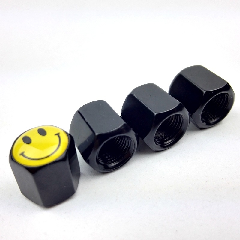 Κάλυμμα βαλβίδας ελαστικού με βιδωτό σχεδιασμό, βρετανικού τύπου βιδώματος, παγκόσμια συμβατότητα, σχέδιο με χαμογελαστό φλάγκ