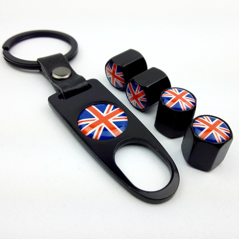 Κάλυμμα βαλβίδας ελαστικού με βιδωτό σχεδιασμό, βρετανικού τύπου βιδώματος, παγκόσμια συμβατότητα, σχέδιο με χαμογελαστό φλάγκ