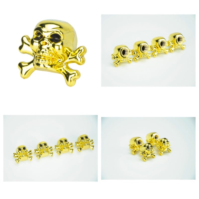 Κάλυμμα βαλβίδας ελαστικού με χρυσό κρανίο (Υλικό: Χάλκι; Κύρια κοιλότητα: Κανονική; Συμβατό: Καθολικό μοντέλο; Συσκευασία: Περιλαμβάνεται)